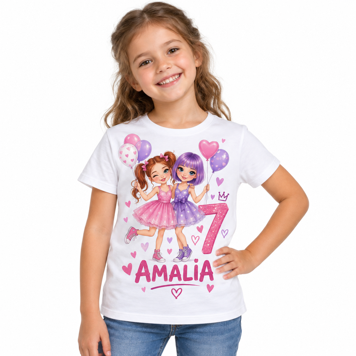 Tricou aniversar Amalia – Prietene la Petrecere, cifra 7 – imagine 1