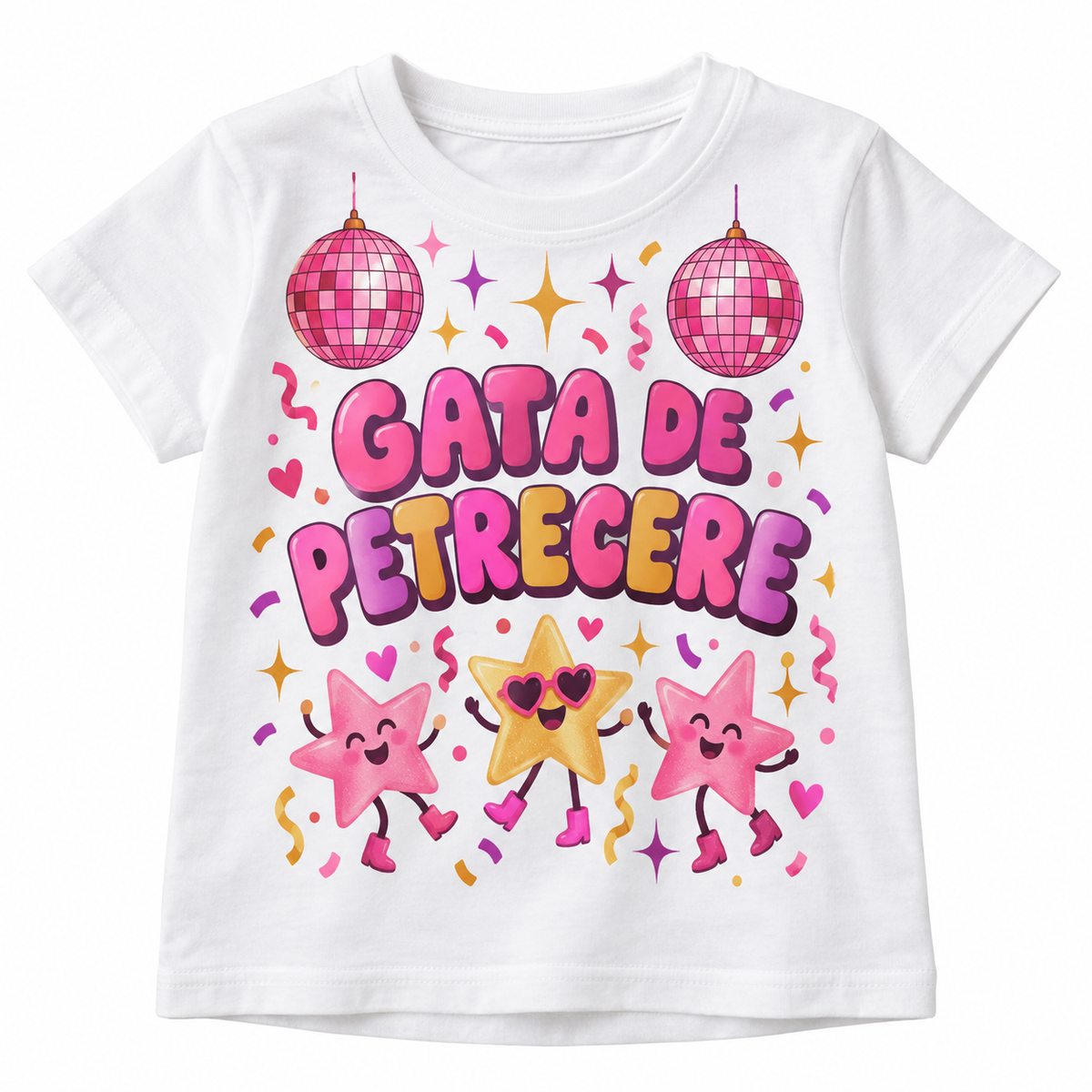 Tricou aniversar Gata de Petrecere – model disco roz – imagine 3