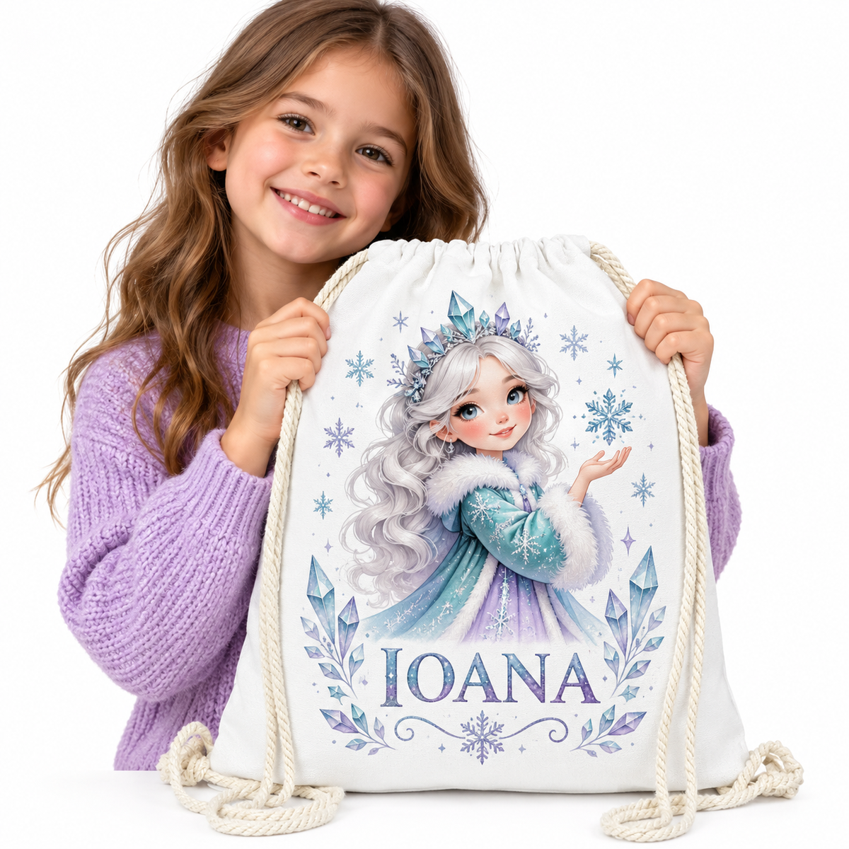 Săculeț personalizat Zâna Zăpezii – cu nume – imagine 1