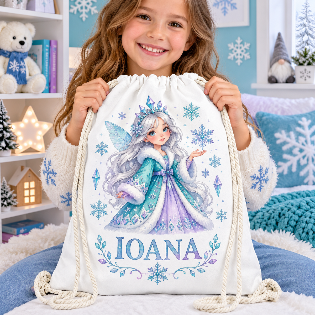 Săculeț personalizat Zâna Zăpezii – cu nume – imagine 2