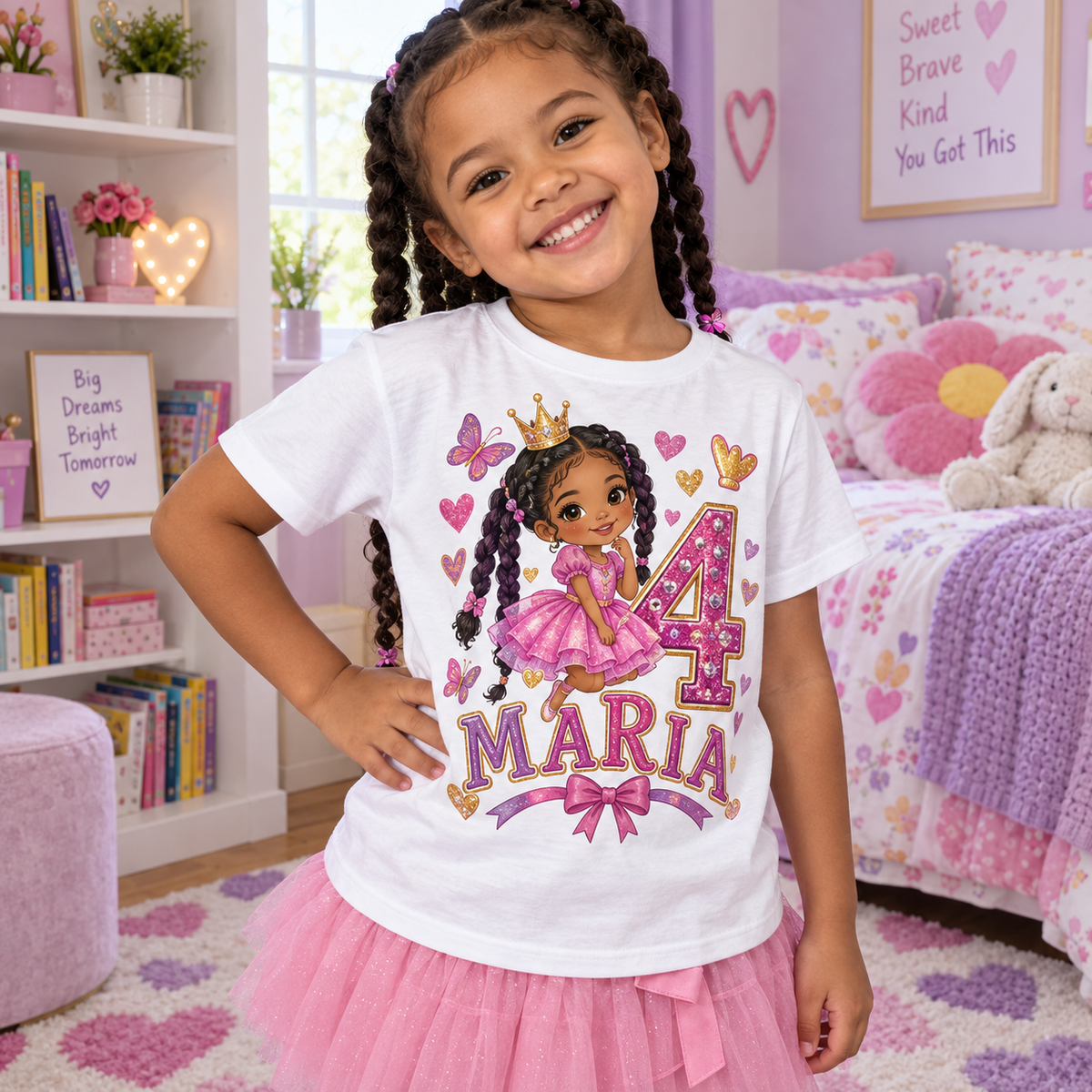 Tricou aniversar Maria – Prințesa Petrecerii, cifra 4 – imagine 2