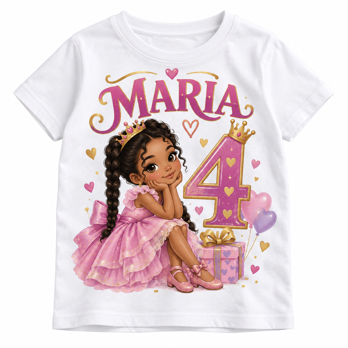 Tricou aniversar Maria – Prințesa Petrecerii, cifra 4 – imagine 3