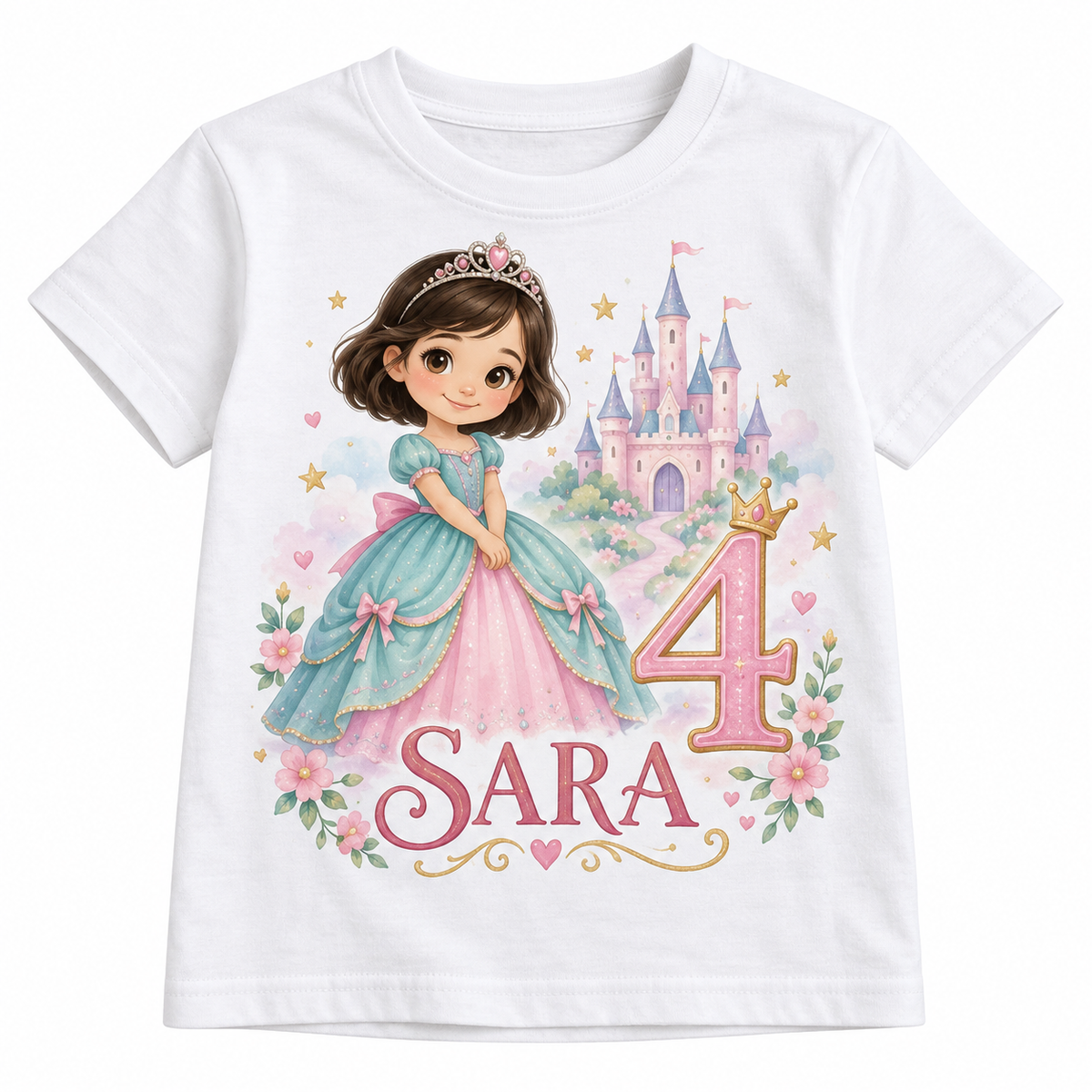 Tricou aniversar Sara – Castelul Fermecat, cifra 4 – imagine 3