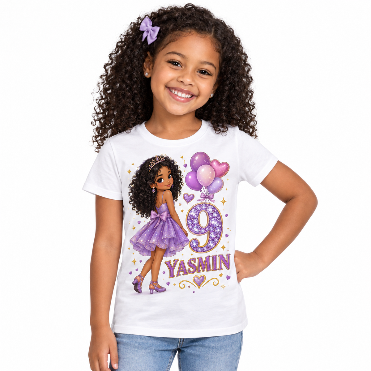 Tricou aniversar Yasmin – Prințesa Violet, cifra 9 – imagine 1
