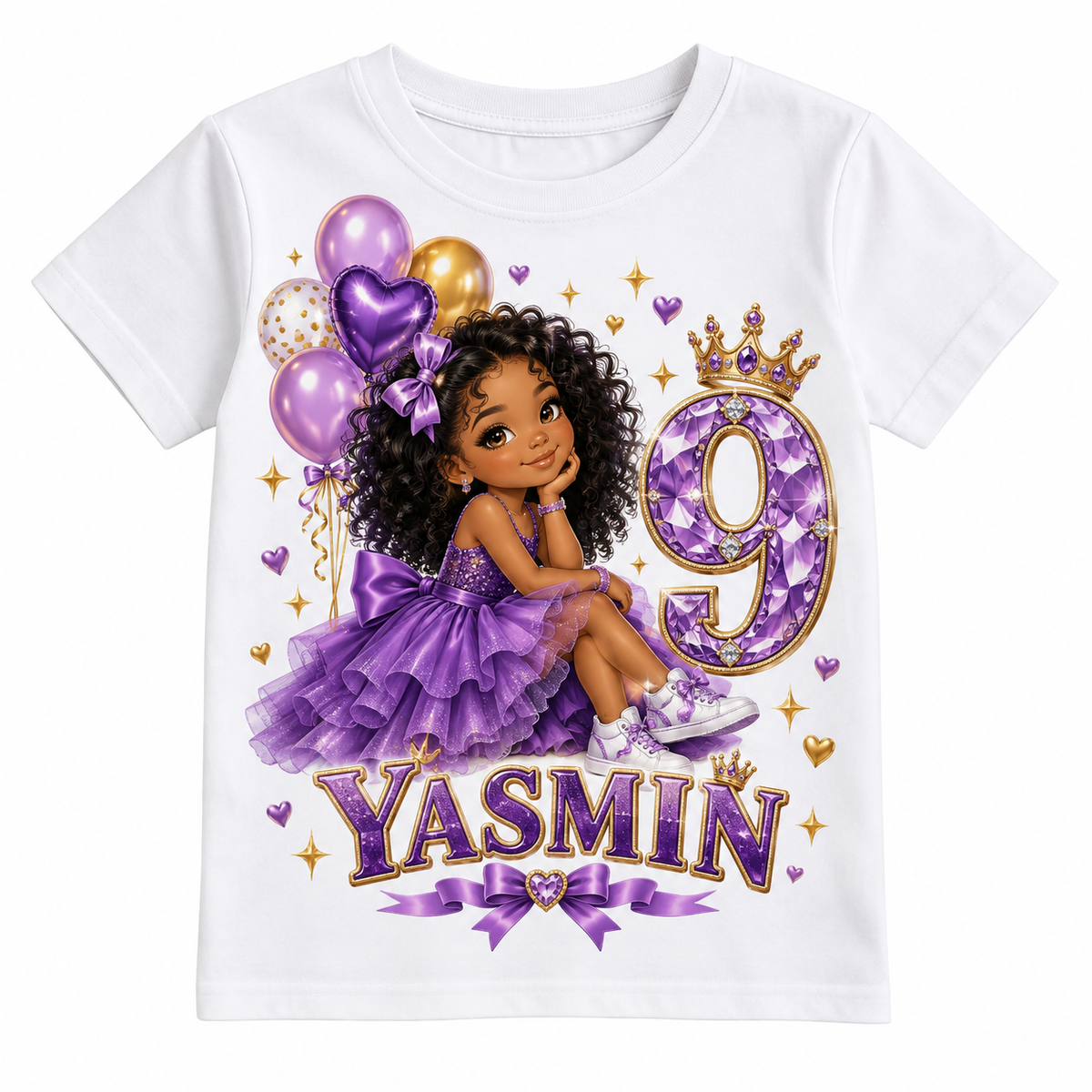 Tricou aniversar Yasmin – Prințesa Violet, cifra 9 – imagine 3