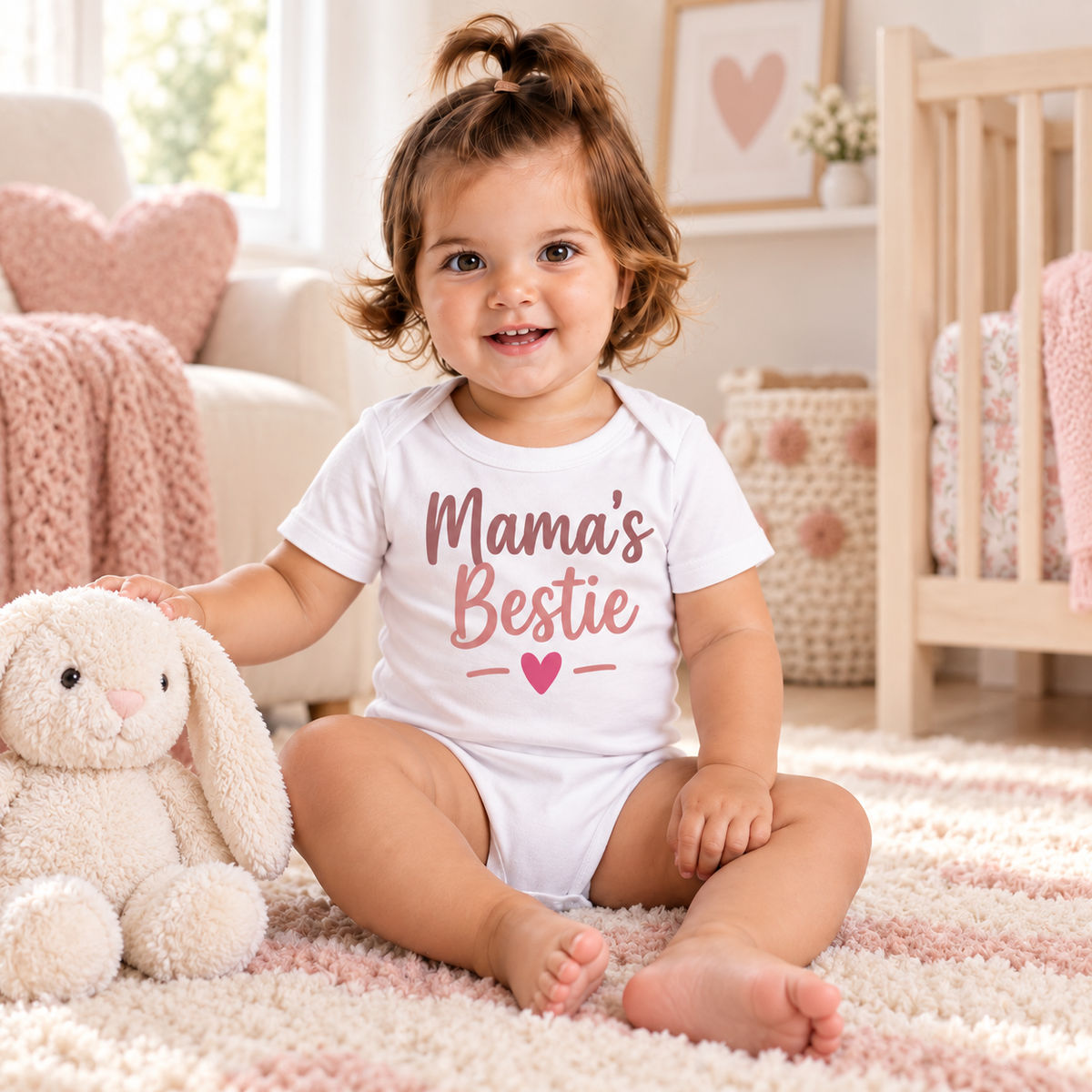 Body sau tricou personalizat pentru bebeluși Mama’s Bestie – imagine ambient