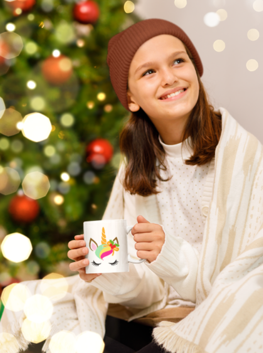 Cană pentru copii personalizată cu nume sau poza preferată cu tematică de Crăciun  Happy Rudolf AST20851