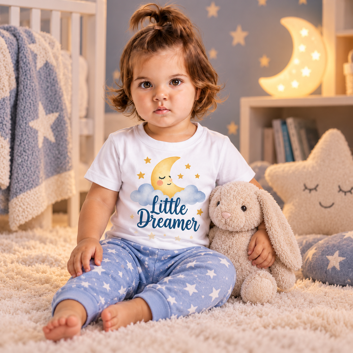 Body sau tricou personalizat pentru bebeluși Little Dreamer – imagine ambient