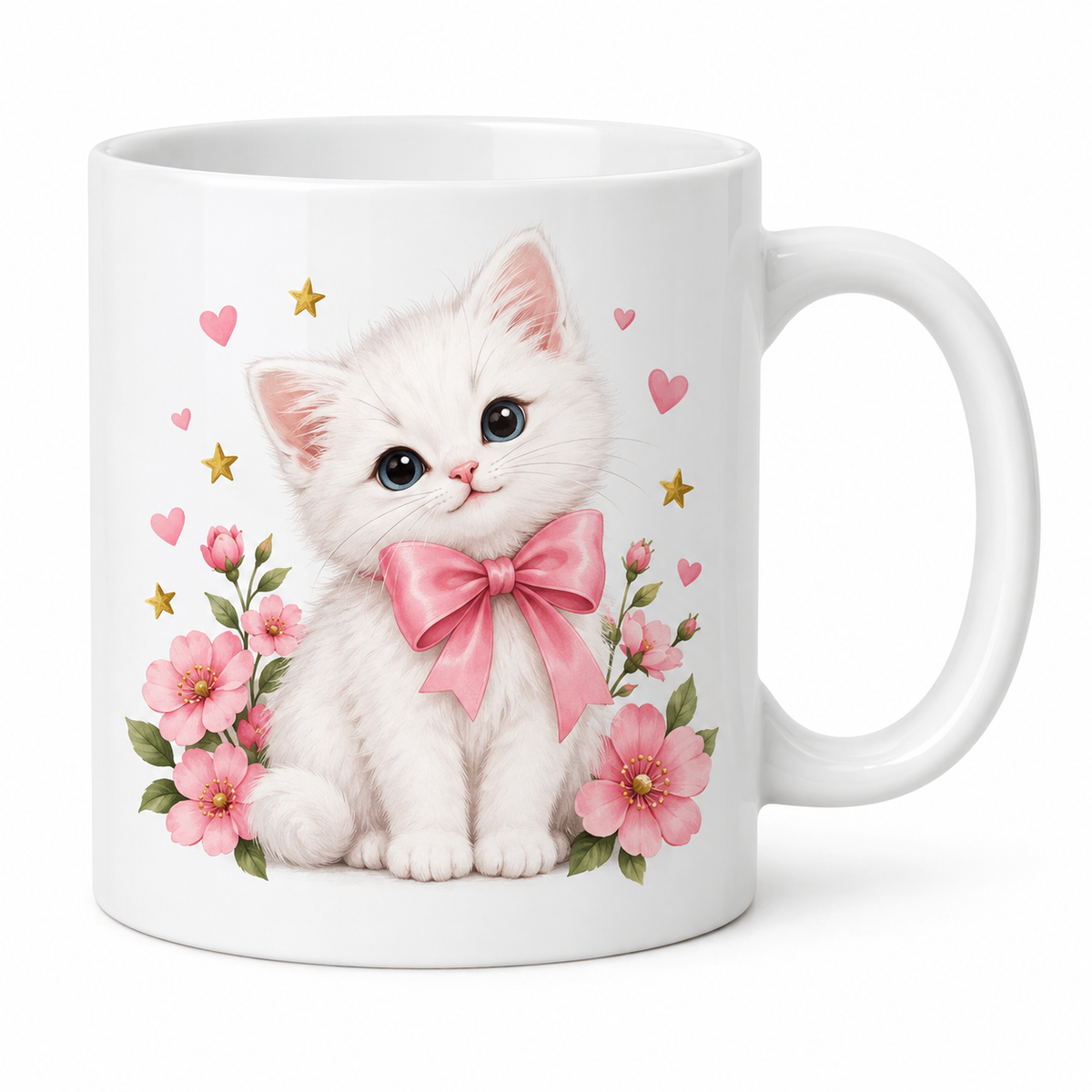 Cană personalizată pentru copii – Pisicuța cu Fundă Roz – imagine 1