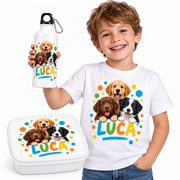 Set școlar personalizat Prietenii Curajoși – Tricou + Cutie sandwich + Bidon – imagine 1