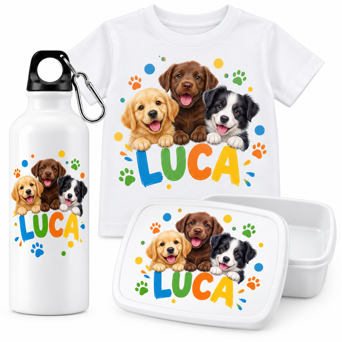 Set școlar personalizat Prietenii Curajoși – Tricou + Cutie sandwich + Bidon – imagine 3