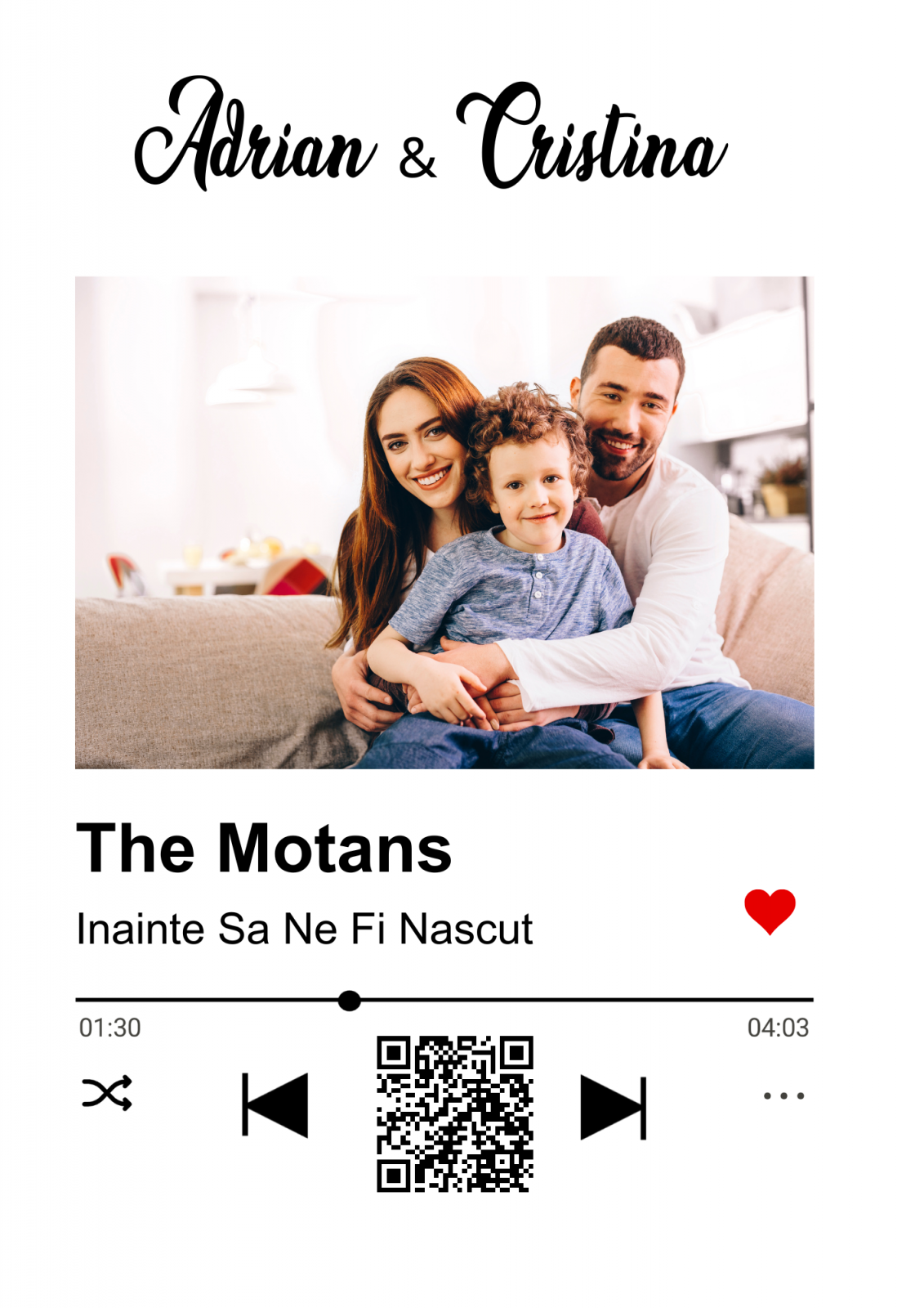 Ramă foto de birou - Melodia noastră cu cod QR   RFQ1001