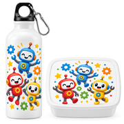 Set pentru gustare – Cutie sandwich + Sticluță de apă, Roboții Veseli – imagine 1