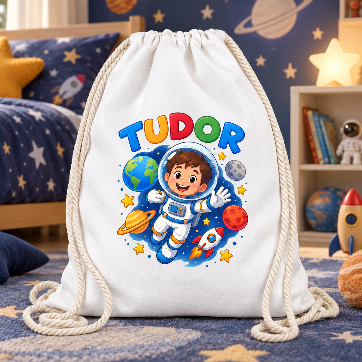 Saculet personalizat astronaut tudor - imagine ambient
