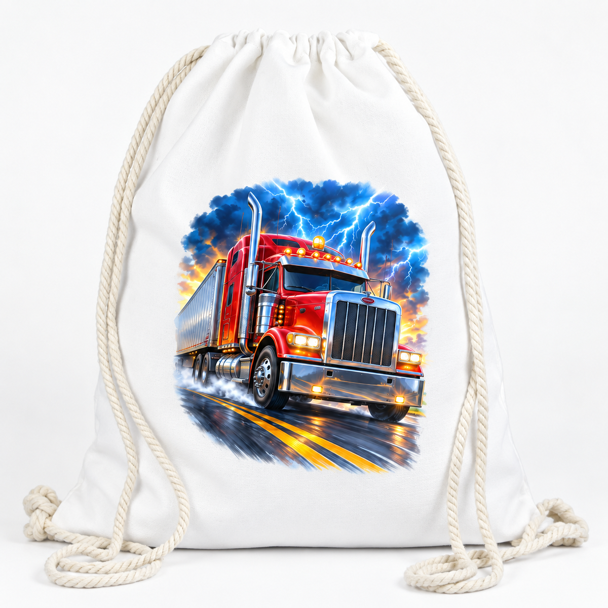 Saculet personalizat camion rosu - imagine principala