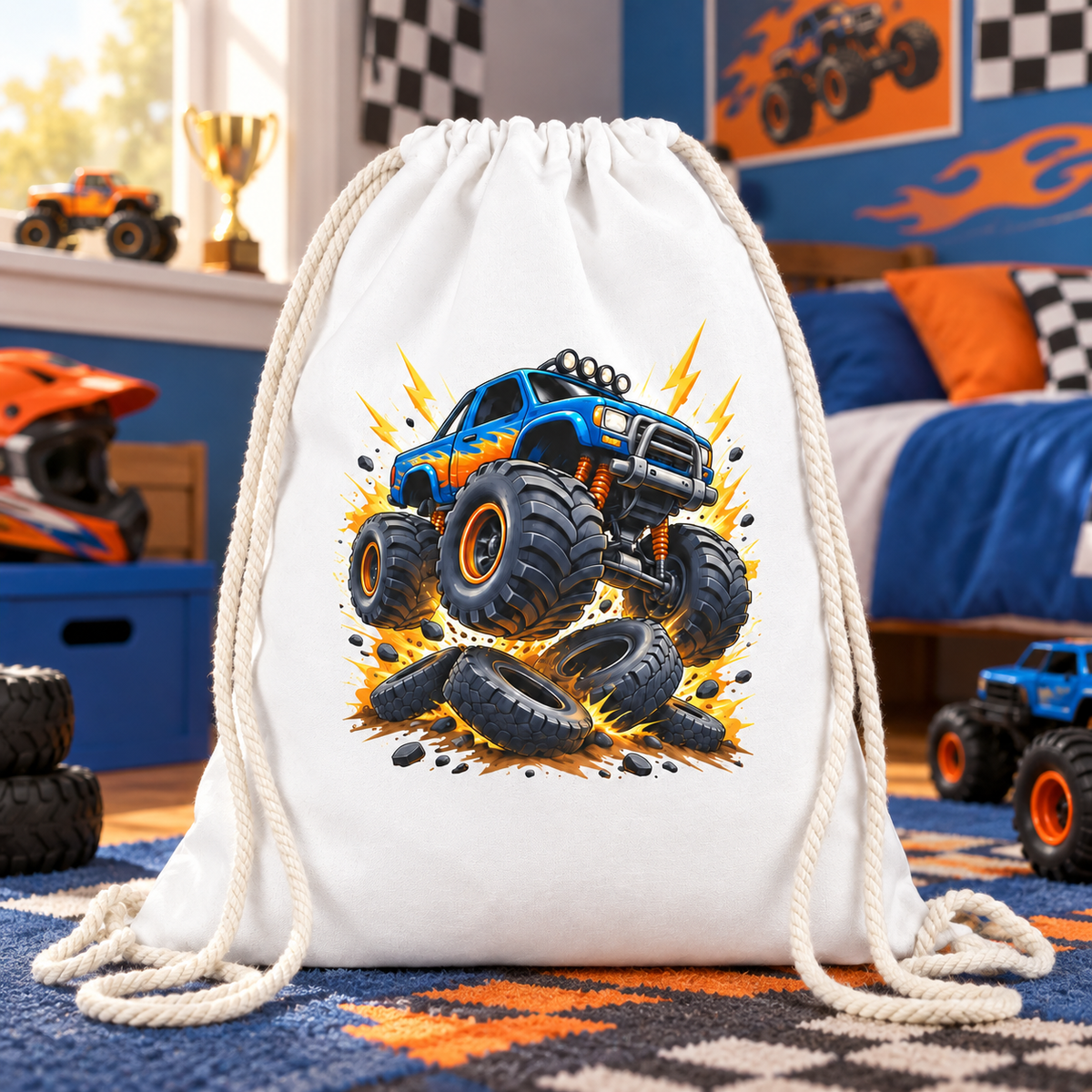 Saculet personalizat monster albastru - imagine ambient