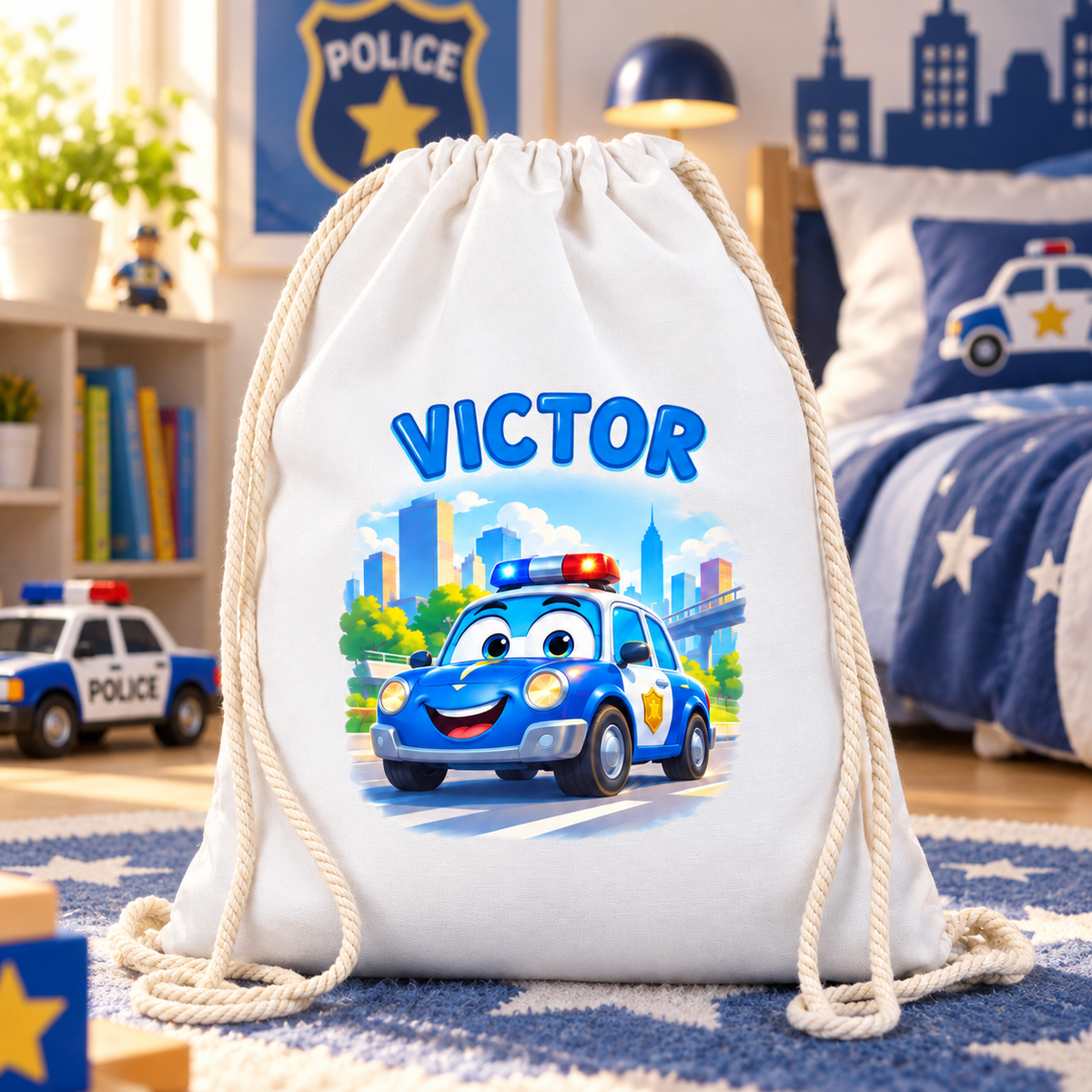 Saculet personalizat politie victor - imagine ambient