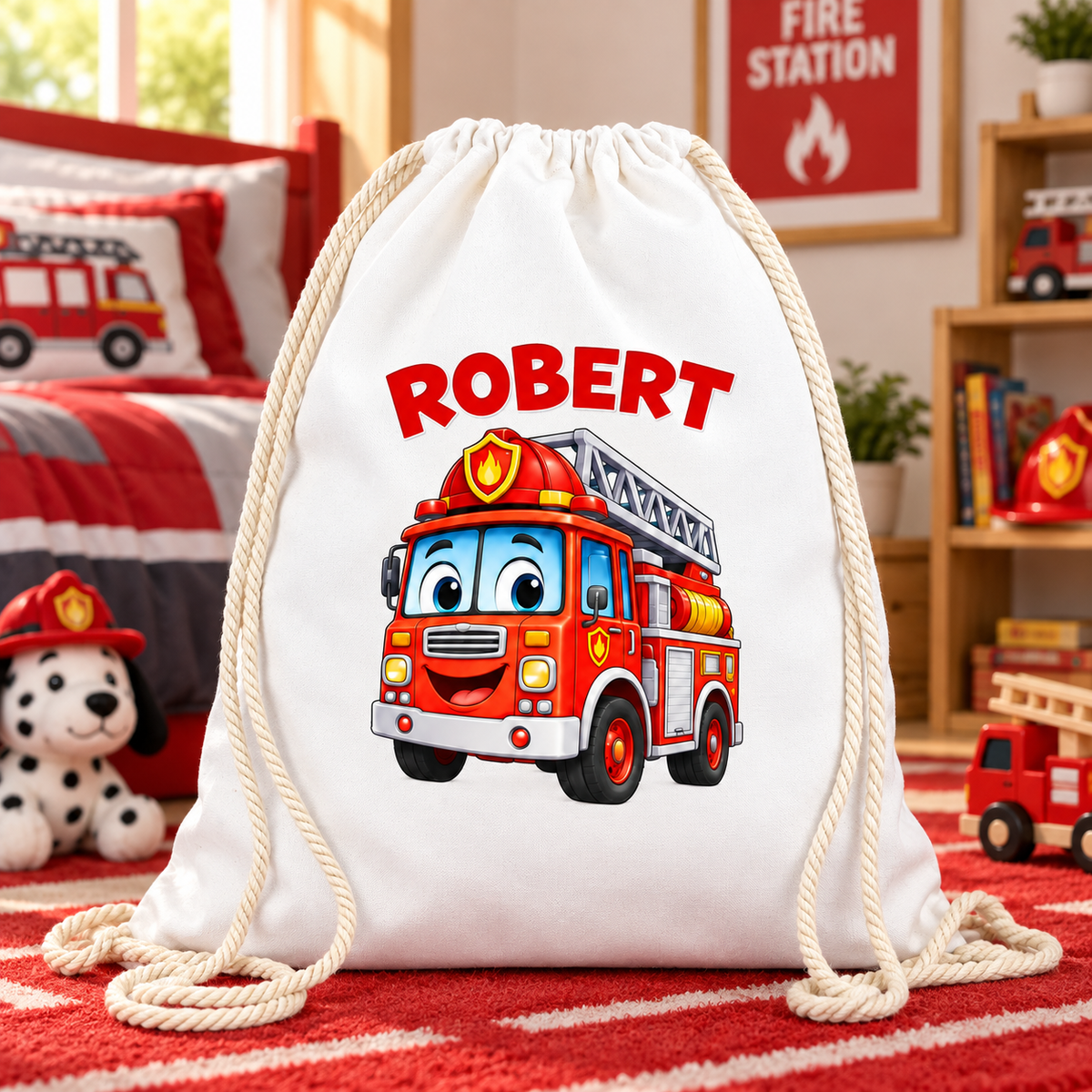 Saculet personalizat pompieri robert - imagine ambient