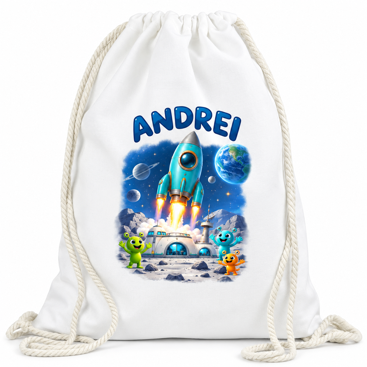 Saculet personalizat racheta andrei - imagine principala