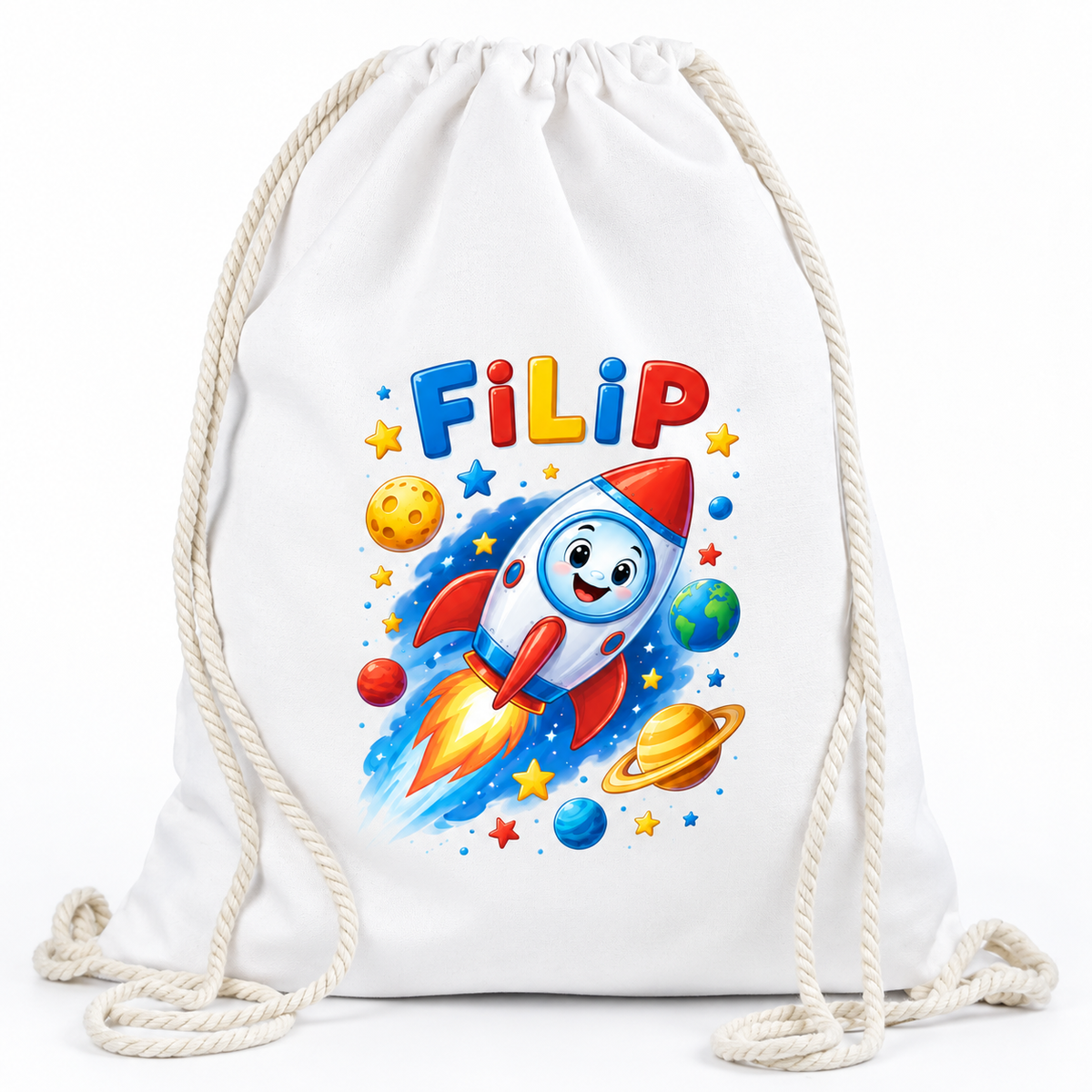 Saculet personalizat racheta filip - imagine principala