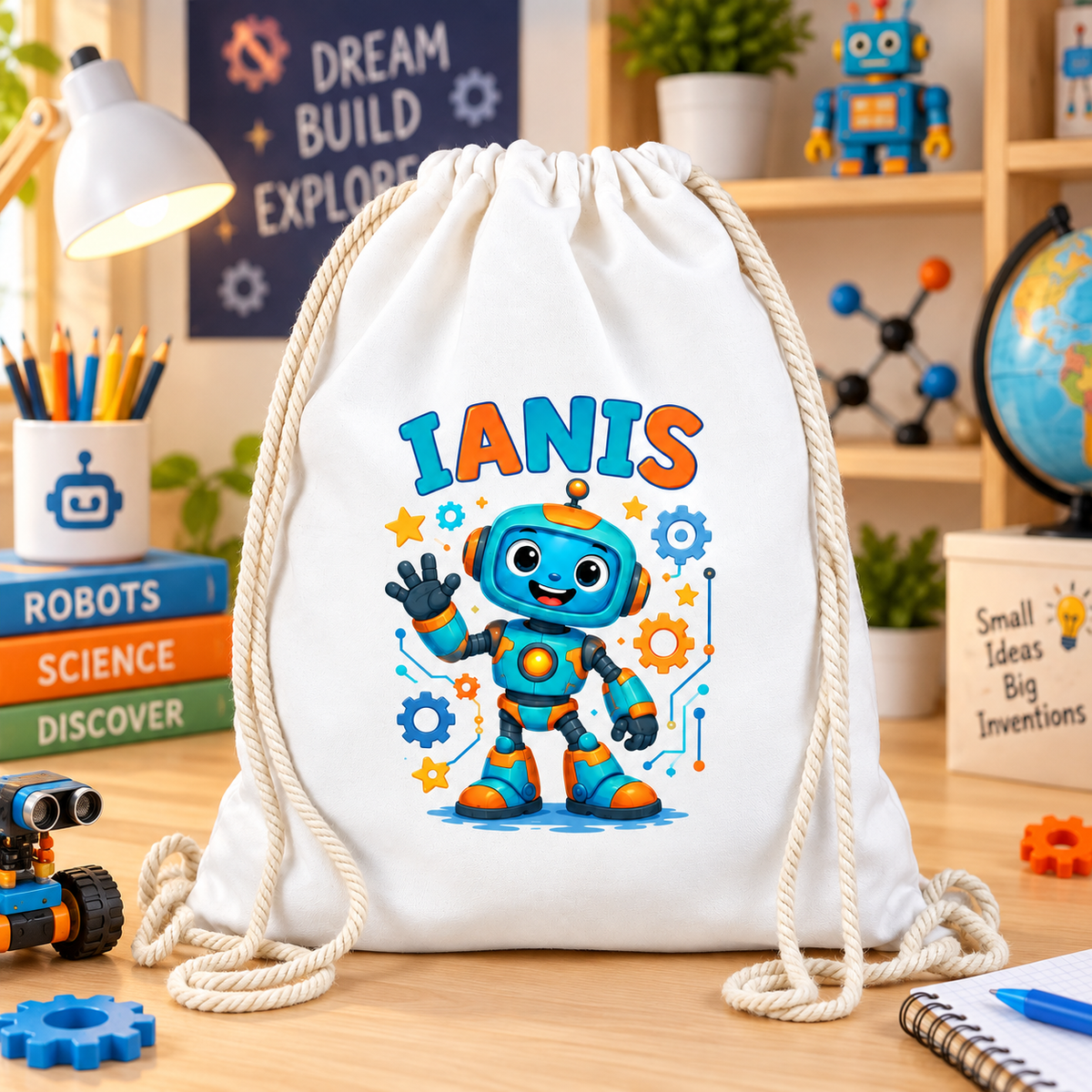 Saculet personalizat robot ianis - imagine ambient