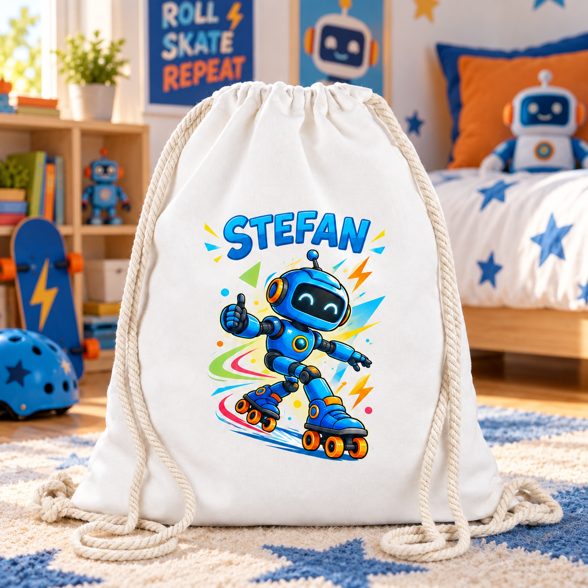 Saculet personalizat robot stefan - imagine ambient