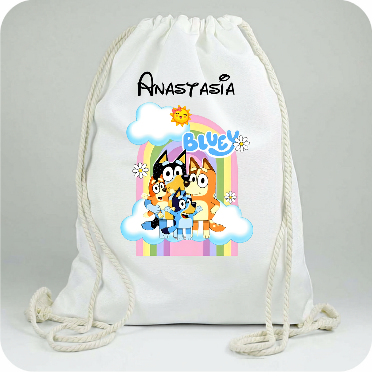 Săculeți Personalizați cu  Bluey pentru Școală și Grădiniță | Cu Nume Copil | e-Cadou