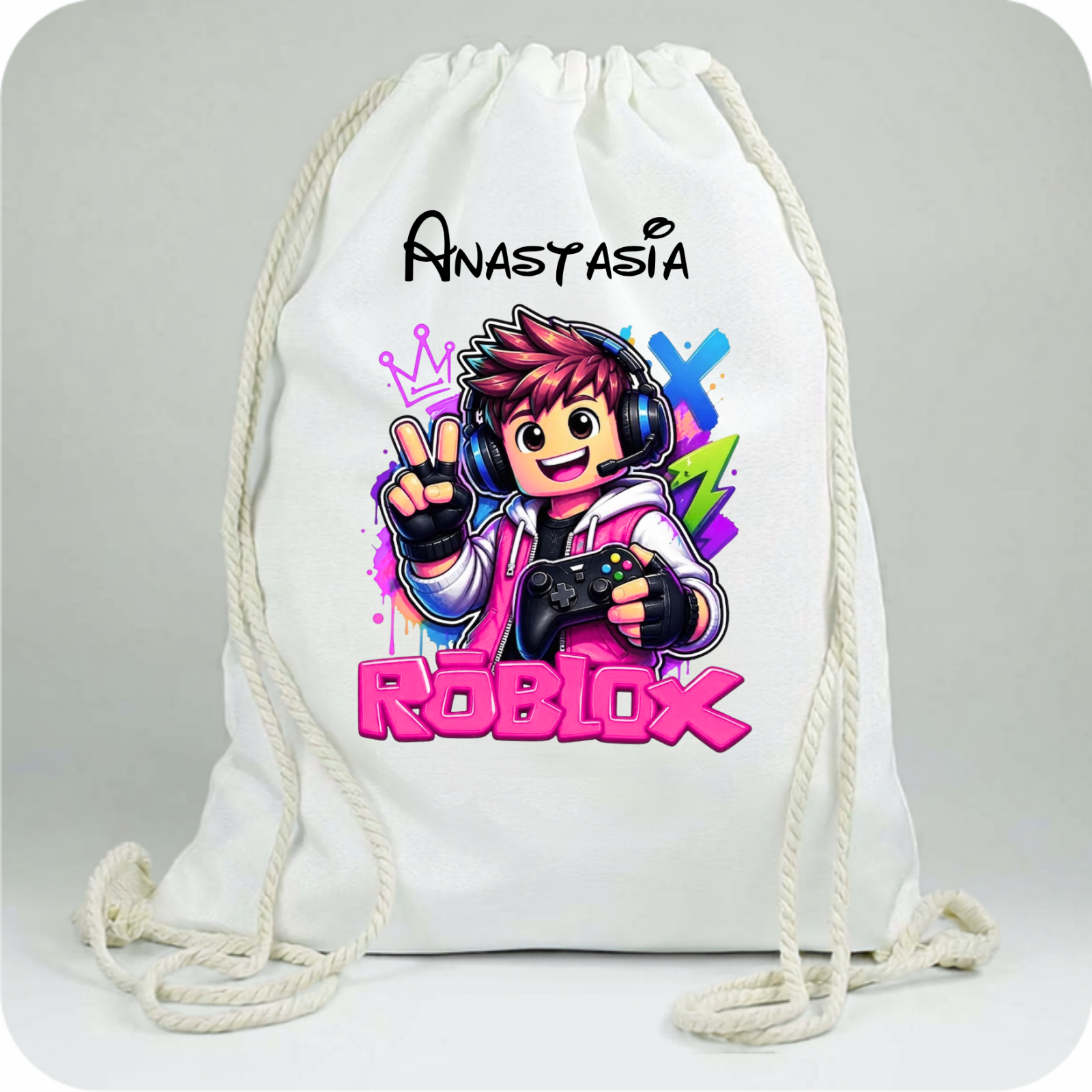 Săculeți Personalizați cu  Roblox  pentru Școală și Grădiniță | Cu Nume Copil | e-Cadou