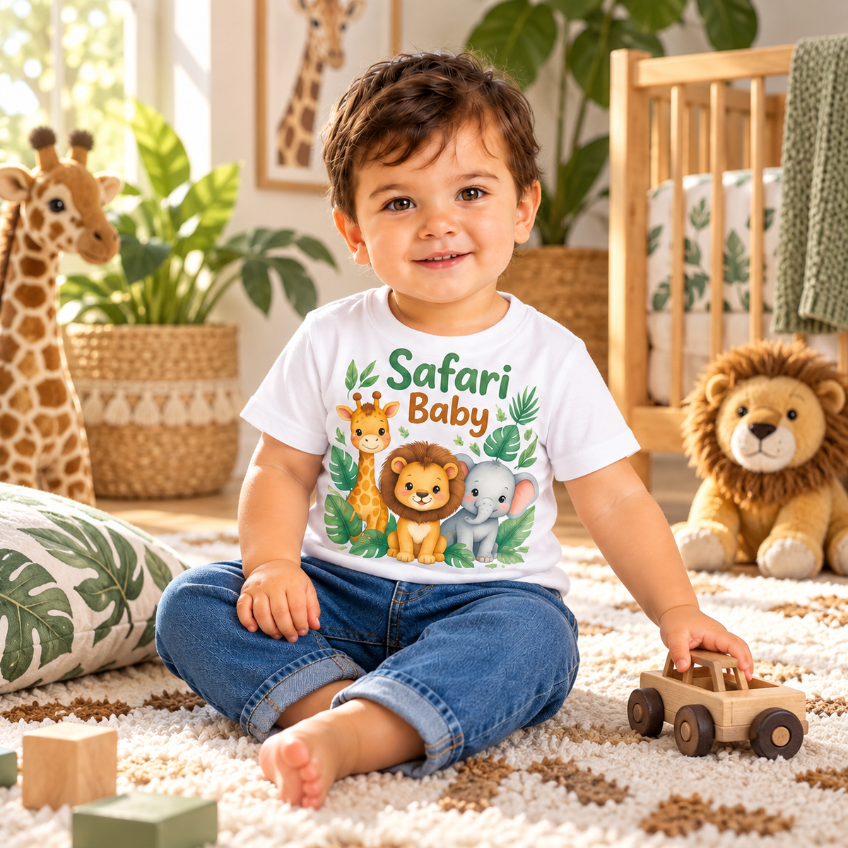Body sau tricou personalizat pentru bebeluși Safari Baby – imagine ambient