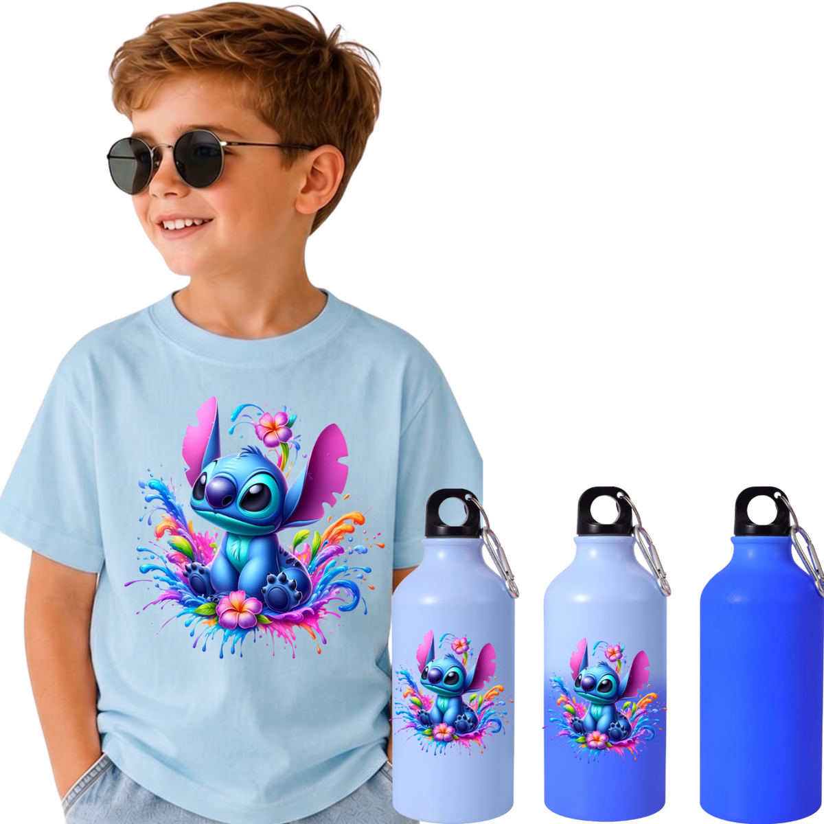 Set Back to School Tricou + Bidon de apa termosensibil la rece pentru copilul tău  Stitch