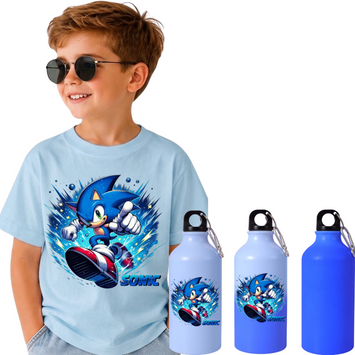 Set Back to School Tricou + Bidon de apa termosensibil la rece pentru copilul tău  Sonic