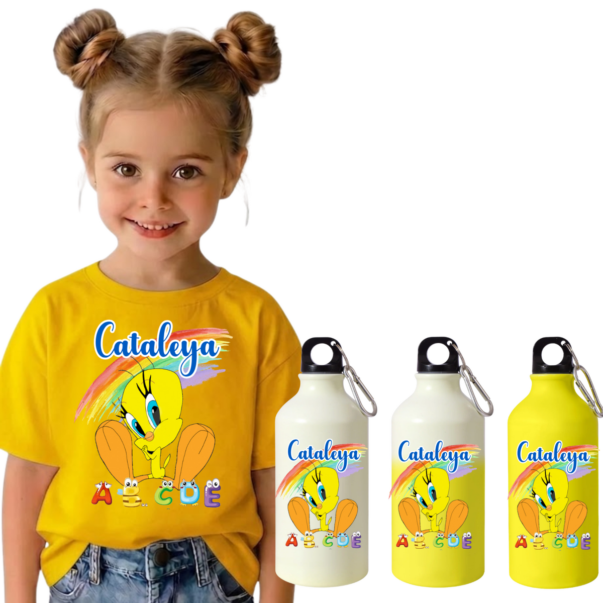Set Back to School Tricou + Bidon de apa termosensibil la rece pentru copilul tău Tweety