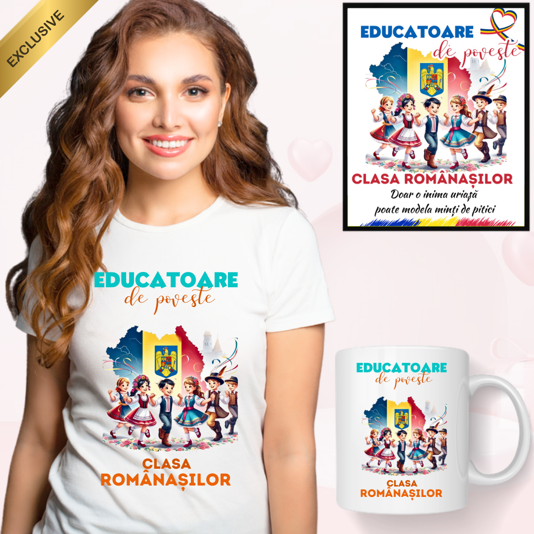 Set Cadou 3in1 Clasa romanasilor pentru Elevi sau Profesori de 8 Martie