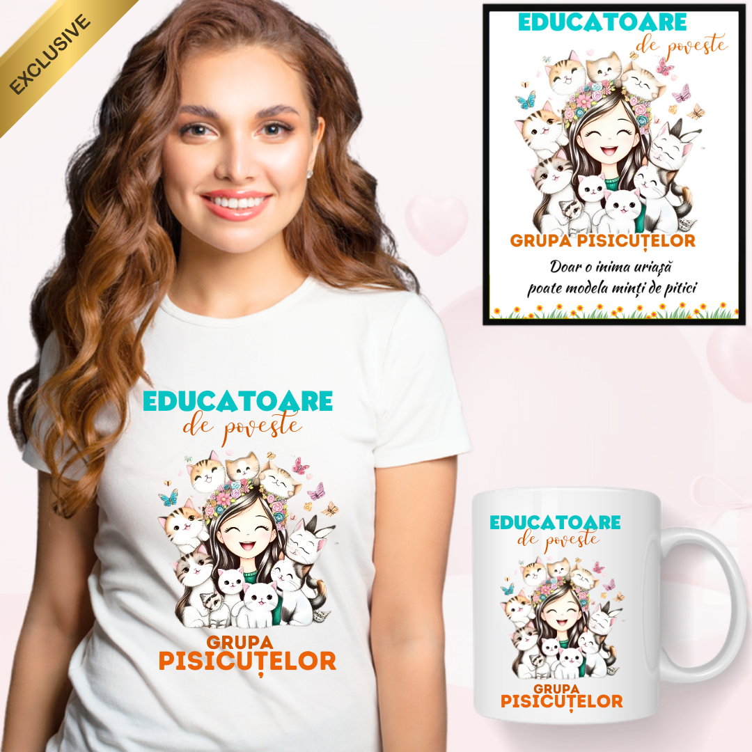 Set Cadou 3in1 Clasa pisicutelor pentru Profesori de 8 Martie