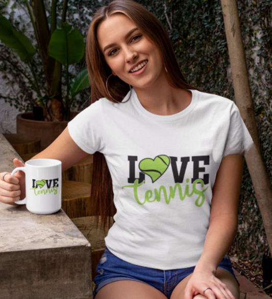 Set cadou personalizat pentru iubitorii de tenis  I Love Tenis TNS50002 cu tricou si cana