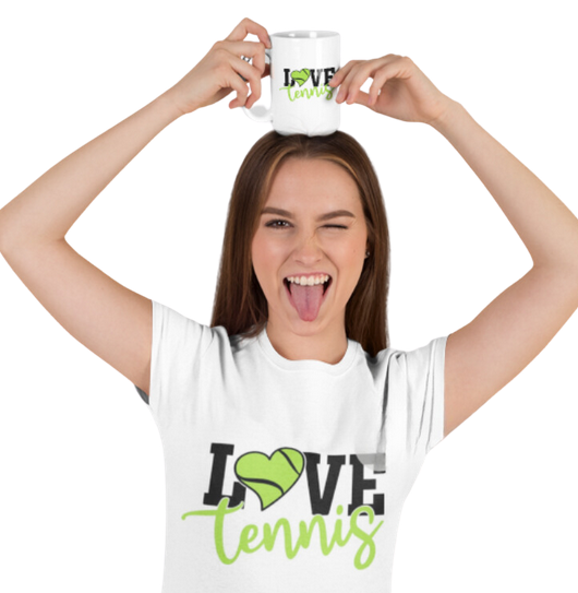 Set cadou personalizat pentru iubitorii de tenis  I Love Tenis TNS50002 cu tricou si cana
