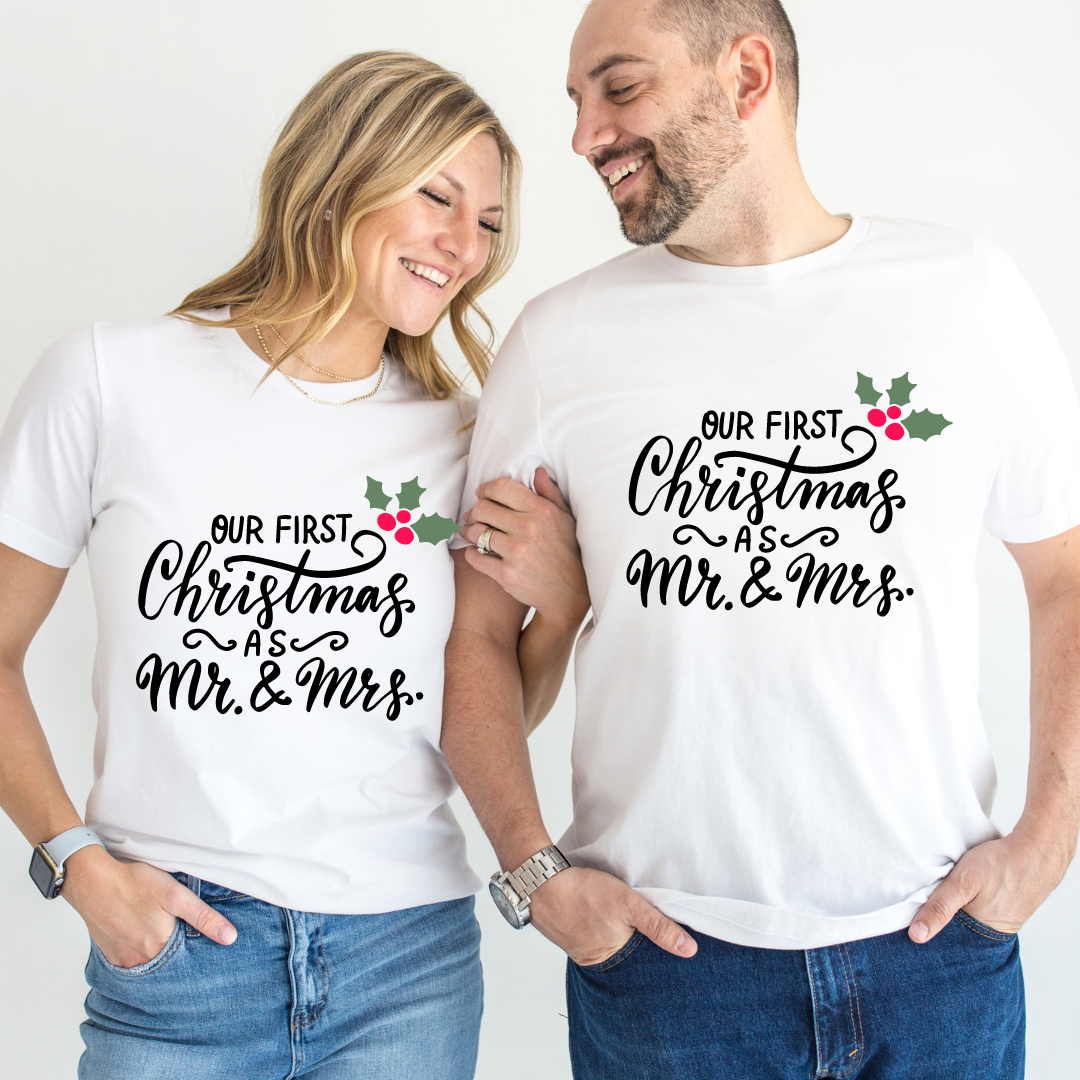Set de tricouri personalizate Family mama, tata  si copii cu tematica de Craciun,  PRIMUL Craciun impreuna 1334