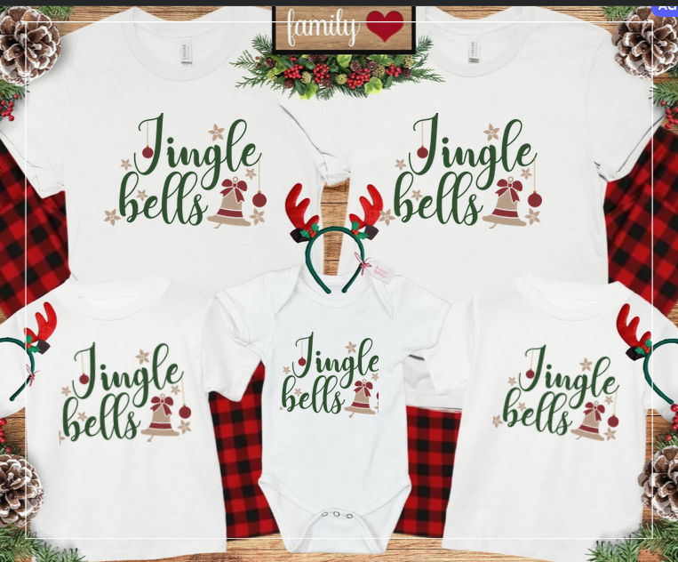 Set de tricouri personalizate Family mama, tata  si copii cu tematica de Craciun, Jingle Bells