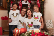 Set de tricouri personalizate Family mama, tata  si copii cu tematica de Craciun, Happy Rudolf
