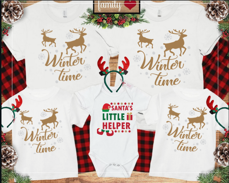 Set de tricouri personalizate Family mama, tata  si copii cu tematica de Craciun, Winter time