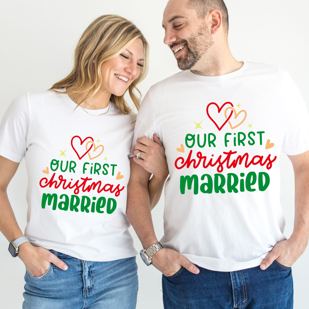 Set de tricouri personalizate Family mama, tata  si copii cu tematica de Craciun,  PRIMUL Craciun impreuna 1340