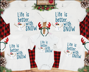 Set de tricouri personalizate Family mama, tata  si copii cu tematica de Craciun, Life with snow