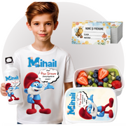 Set Promo Back to School Papa Strumf Tricou + Cutie + Bidon Personalizat pentru copilul tău