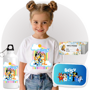 Set Promo Back to School  Bluey Tricou + Cutie + Bidon Personalizat pentru copilul tău