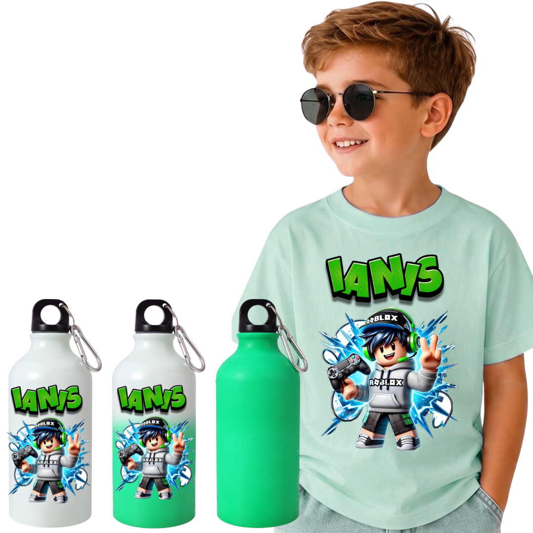 Set Back to School  Roblox  Tricou + Bidon de apa termosensibil la rece pentru copilul tău