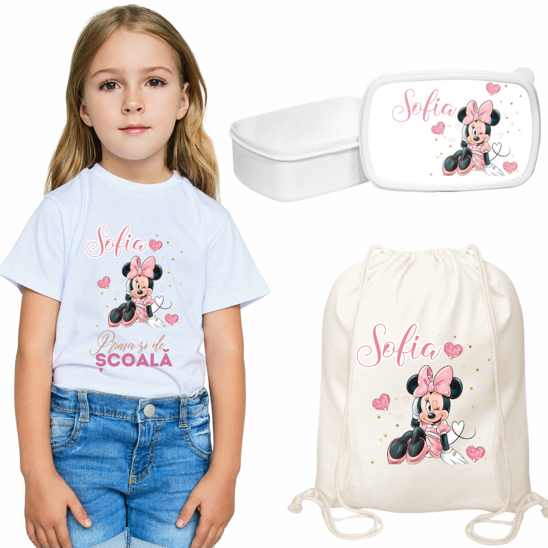 Set promotional Back to school prima zi de gradinita scoala din bumbac ABS338