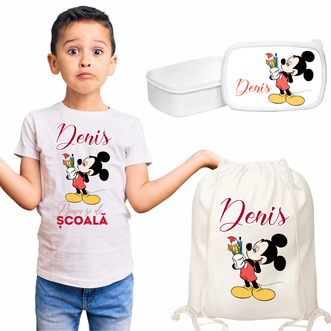 Set promotional Back to school prima zi de gradinita scoala din bumbac ABS339