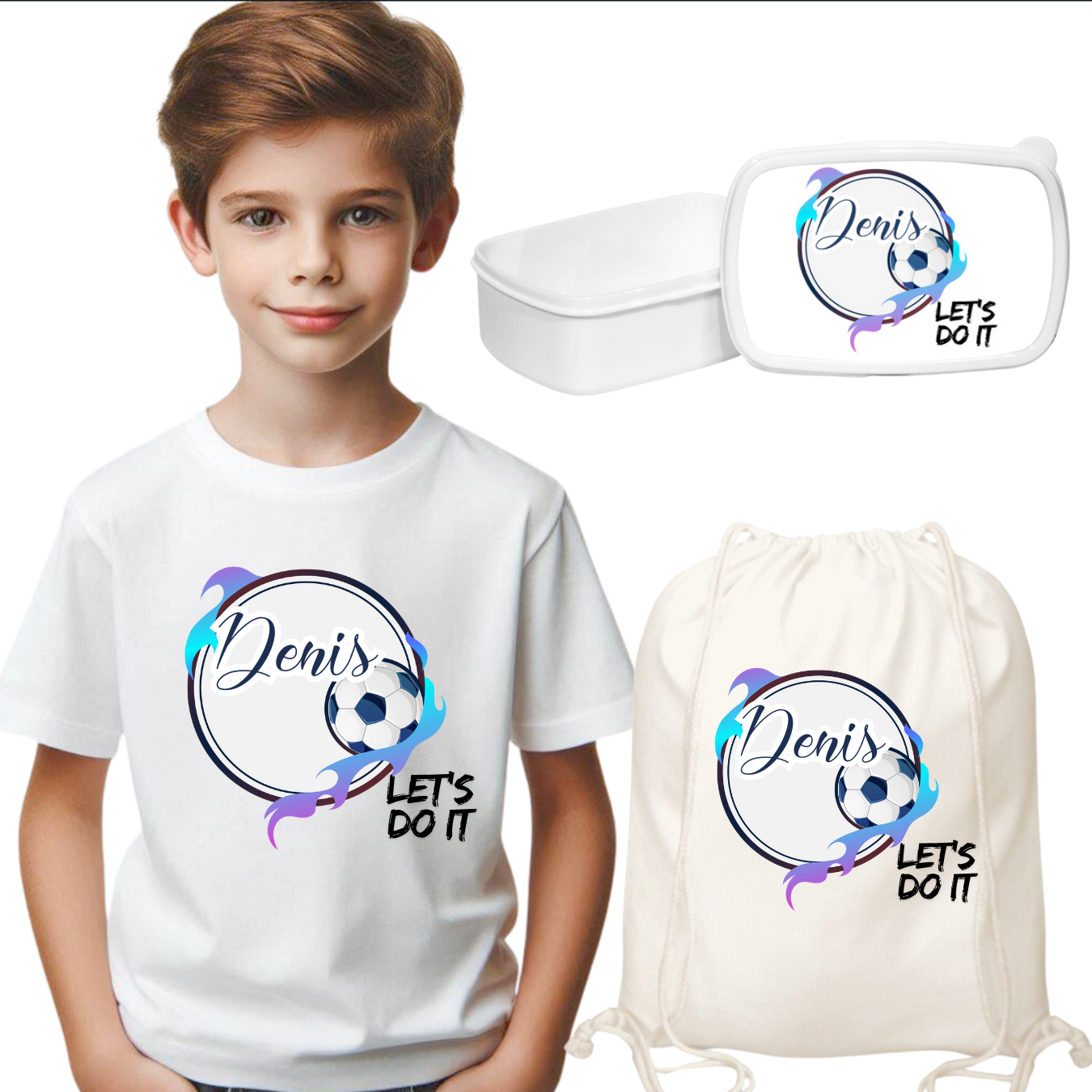 Set promotional Back to school prima zi de gradinita scoala din bumbac  fotbal ABF344