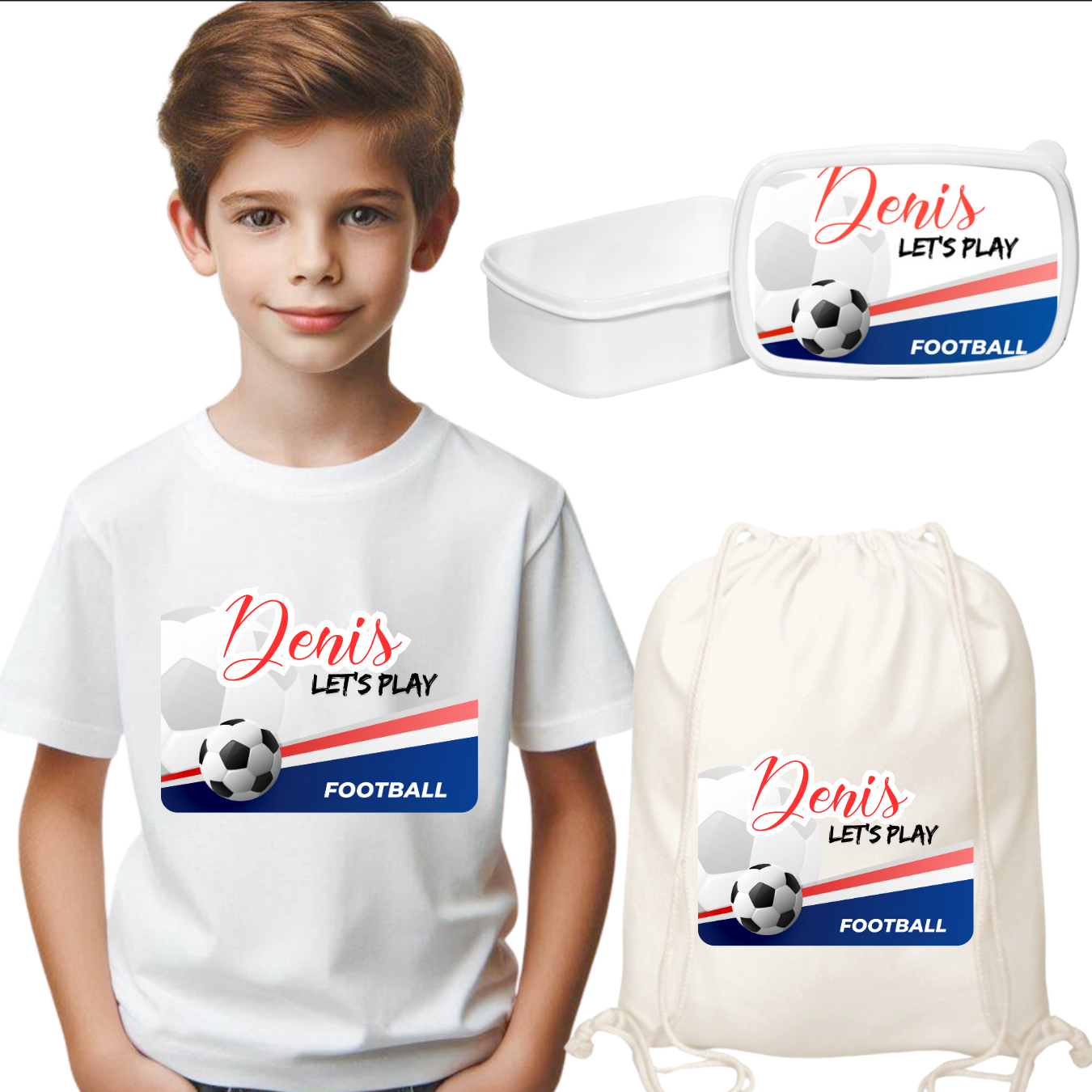 Set promotional Back to school prima zi de gradinita scoala din bumbac  fotbal ABF346