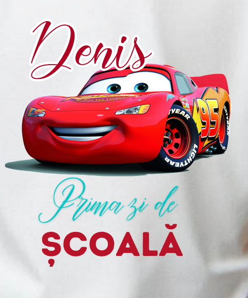 Set promotional Back to school prima zi de gradinita scoala din bumbac  Masini  Cars Nitroade ABF347